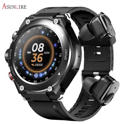 China 2021 Newest APP Control Smart Creative Black Technology Smart Watch with TWS 2-in-1 Headset Sports Watch Earphone for sale