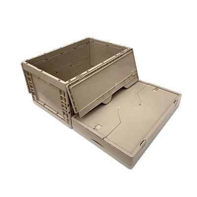 China Sustainable Collapsible Hard Plastic Collapsible Vegetable Crate Folding Bins Basket Transport Egg Fruit Storage Supermarket Logistic Folding Box for sale