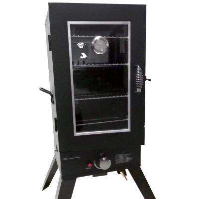 China Easily Assembled Four Corner Refrigerator For BBQ Grilling Vertical Gas Smoker With Window And Temperature for sale