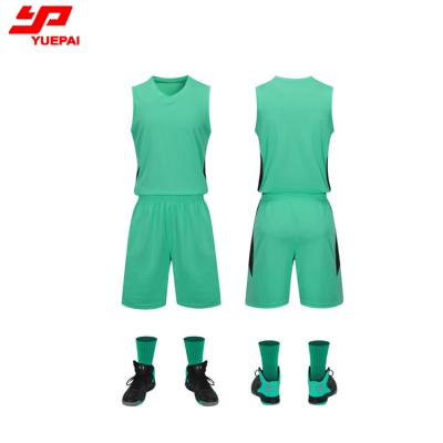 China Custom Reversible Antibacterial Mesh Basketball Jersey Uniform Men Basketball Uniform Set for sale