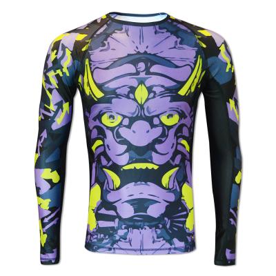 China Wholesale Custom 100% Polyester Fightwear Muttahida Majlis-e-Amal Rush Guard Sleeve Shirt Sublimated Logo Printing Logo mjj Compression Colorful T-Shirt for sale