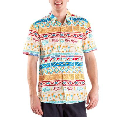 China Anti-pilling Full Sublimated Short Sleeve Button Down Custom Hawaiian Floral Printed Aloha Beach Mens Shirts For Men for sale