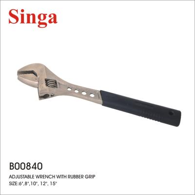 China Carbon Steel Singa's Best Sell Single Open Big Rubber Wrench Adjustable Handle Color Wrench With Comfortable Rubber Grip for sale