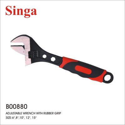 China Best Selling Singa Carbon Steel Double Color Handle Adjustable Wrench Big Opening Rubber Wrench With Comfortable Grip for sale