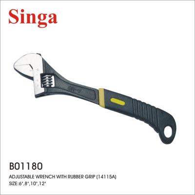 China Best Selling Singa Carbon Steel Double Color Handle Adjustable Wrench Big Opening Rubber Wrench With Comfortable Grip for sale