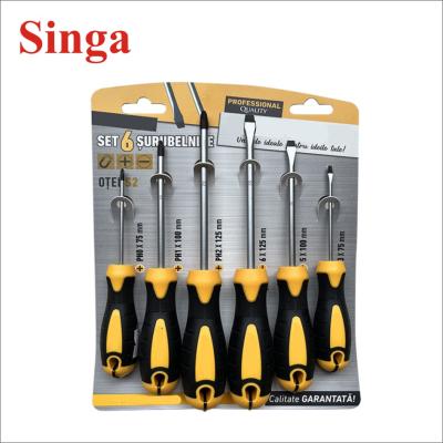 China Singa G05290 TPR Magnetic Screwdriver Handle High Quality Plastic Steel Screwdriver Bit Set 6PCS S2 for sale