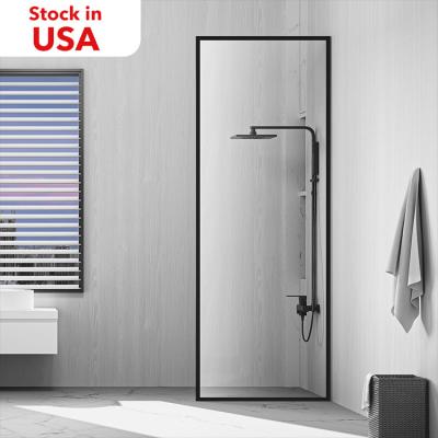 China Modern CKB 5 Years Warranty Matt Black Stainless Steel Aluminum Tempered Glass Stand Up Panel Shower Door for sale