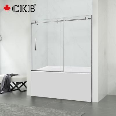 China Modern CKB Wholesale Price Stainless Steel Handle Single Sliding Frameless Bathroom Bathtub Doors for sale