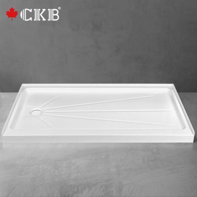 China Single threshold base CKB Bathroom Drainer Design Rectangle White With Antislip Single Threshold White Acrylic Shower Tray for sale