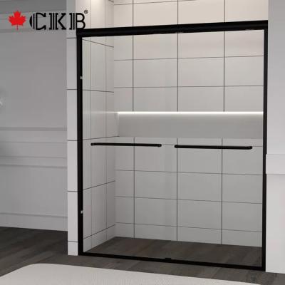 China Modern CKB High Quality Hotel Bathroom Matt Black Brushed Nickel Chrome Aluminum Framed Sliding Shower Room for sale