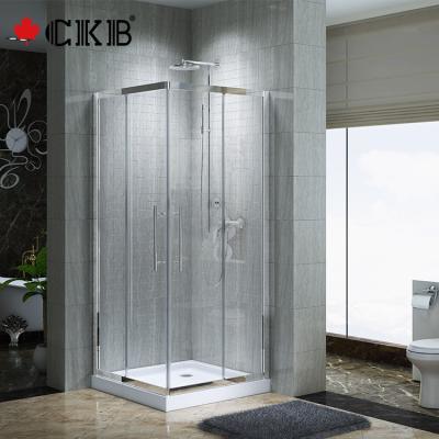 China Tempered Glass Factory Direct Brshed Nickel Stainless Steel Handle Bathroom Sliding Frameless Glass Shower Room for sale