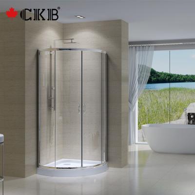 China Tempered Glass CKB Matt Black Brushed Nickel Chrome Finished Aluminum Handle Sliding Glass Shower Door for sale