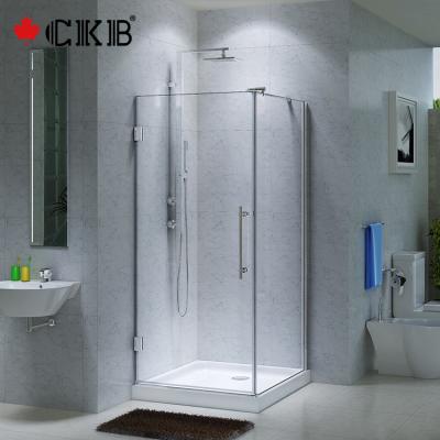 China Modern High Quality Chrome Stainless Steel Handle Bathroom Glass Square Sliding Shower Screen for sale