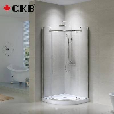 China Tempered Glass CKB Bathroom Waterproof Stainless Steel Handle Chrome Tempered Glass Round Pivot Shower Room for sale