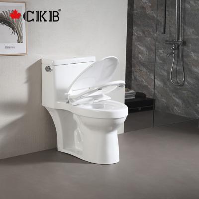 China Modern CKB S-Trap Sided Pressing Elongated Single Flush Floor Mounted Siphon Jet Flushing White Toilet for sale