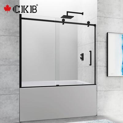 China Modern CKB Stainless Steel Handle Walk In Tempered Glass Sliding Frameless Bathtub Door for sale