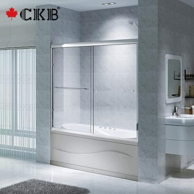 China Modern CKB OEM ODM Stainless Steel Handle Tempered Glass With Frame Sliding Bathtub Door for sale