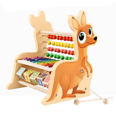 China Educational Toys New Released Creative Children's New Style 3In1 Small Kangaroo Wood Arithmetic Bracket Musical Study Early Teaching Aid Toys for sale