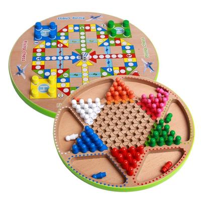 China Educational Toys Most Popular 2Players Battle Racing Wooden Checkers and Flying Chess Game New IQ Freed Kids Brain Training Toys for sale