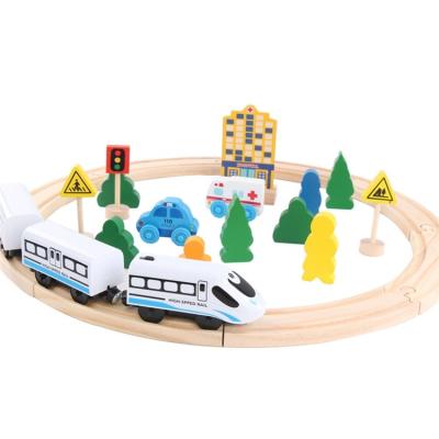 China Slot Toy New Design Children Hand-on Train Wooden Train Track Set Toys Hot Selling Girls Boys Self Assemble Developing Toys for sale