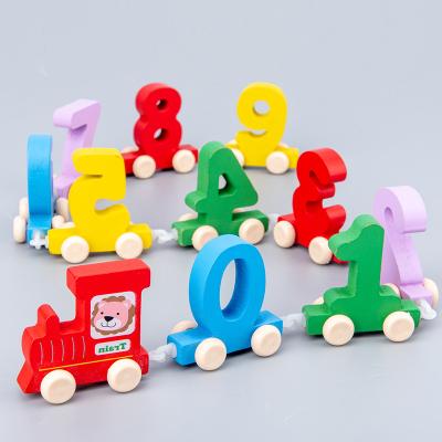 China Toy Kids Wooden Number Digital Intellectual Train Assembled Car Toddler Learning Resources Preschool Educational Toys for sale