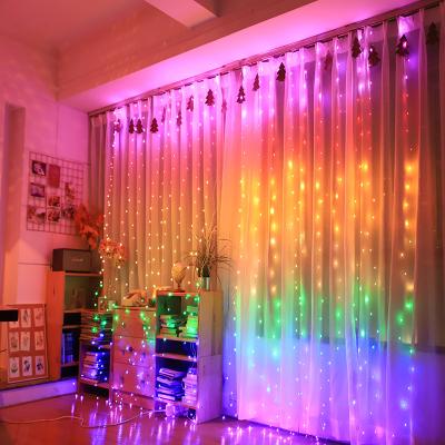 China LED Rainbow Curtain String Light LED Rainbow Curtain Lights String Garland Fairy Icicle Decorative Lights for Christmas Party Bedroom Wall Wedding Decor for sale