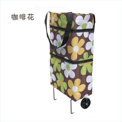 China Portable Hot Selling Oxford Trolley Shopping Cart Bag Trolley Multifunctional Foldable Grocery Bag for sale