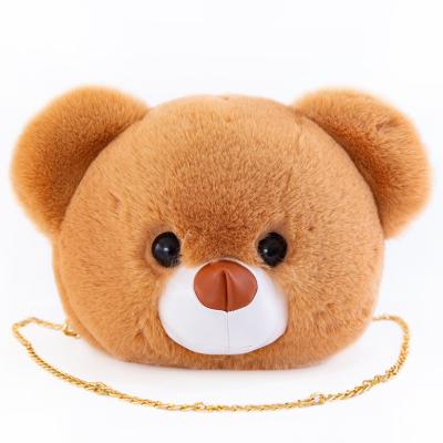 China Fashion Faux Fur Bear Cartoon Messenger Bag Shoulder Chain Main Bag for Makeup Travel Bag and Shopping for sale