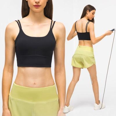 China New Fashion Breathable Widen Parallel Edge Double Shoulder Straps Sports Underwear Gathering Top Support Fitness Shockproof Bra for sale