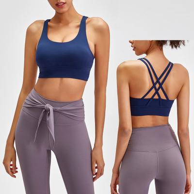 China New Fashion Cross Gym Back Sports Fitness Women's Breathable Yoga Bra High Strength Shockproof Underwear Women for sale