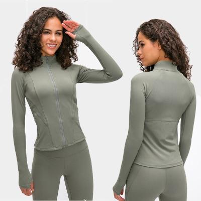 China Sale Women Winter Yoga Jacket Breathable Warm Stretch Slim Zipper Fitness Ribbed Sports Tops Gym Yoga Wear for sale