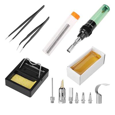 China Gas Filling 13 Pcs Gas Soldering Iron Set Tweezers Tin Wire Tool Kit Butane Cordless Tip Soldering Tool for sale