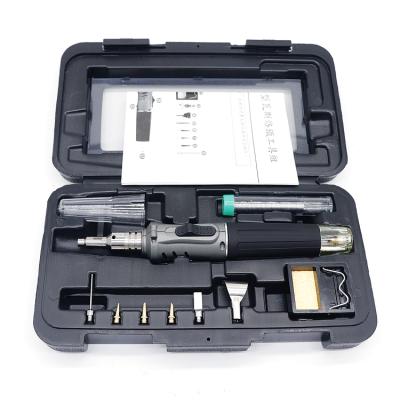 China Gray Refilling Gas 10 in 1 Soldering Iron Kit Cordless Torch Tool Professional Butane Gas Torch for sale