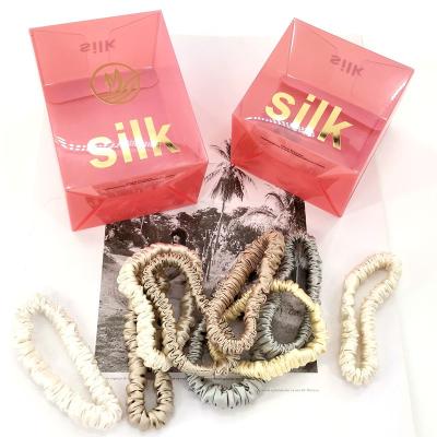 China Fashion 16mm Organic Silk Texture Hair Scrunchies Oeko Tex Certification Mulberry Silk Scrunchies for sale