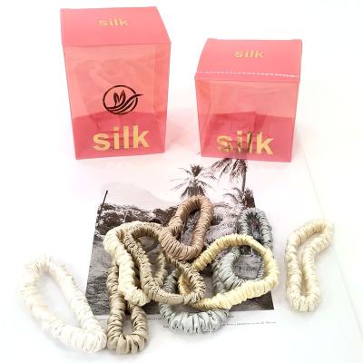 China Fashion 16 momme gift box natural organic custom 100% silk hair scrunchies mulberry silk hair scrunchies for sale