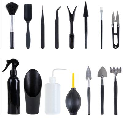 China Durable Material Modern Indoor Decorations 16 Pieces Planting Tools & Seed Planting Succulent Black Gardening DIY Tool for sale