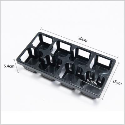 China Succulent Mini Bonsai Pot Planters Plastic Square 8 Holes Storage Tray Black And White Light High Quality Wholesale Water Durable Material for sale