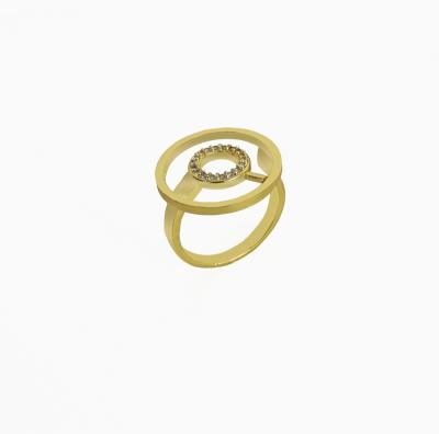 China FASHIONABLE 2023 Women's Banquet Jewelry 24k Gold Plated Round Shaped Opening Ring Simple Finger Ring for sale