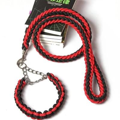 China Wholesale Viable Heavy Duty Colorful Braided Braided Dog Leash New Nylon Pet Leash Rope Collar for sale