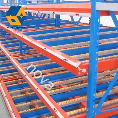 China Corrosion Protection NOVA Selective Warehouse Roller Racking System , Gravity Cardboard Flow Racking With Wheels for sale