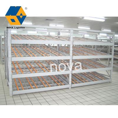 China Corrosion Protection NOVA Galvanized Adjustable Flexible Automation Equipment Shelf, Cardboard Flow Sliding Roller Block for sale