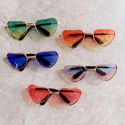 China Viable Metal Heart Sunglasses For Pets Accessories Dog Cat Doll Sun Glass 8cm Mixed Color 10cm for sale