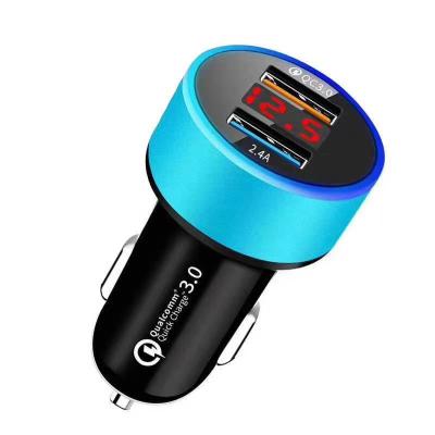 Chine Le chargeur rapide futé 36W QC3.0 de téléphone d'OEM d'affichage numérique conjuguent chargeur de voiture d'USB à vendre