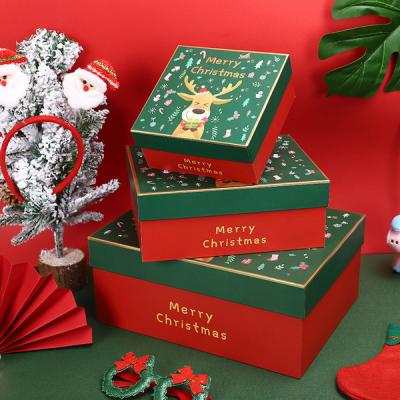 China Merry Christmas Recyclable Custom Unique Gold Foil Stamping Luxury Embossed Gift Boxes Santa Christmas Eve Decoration Gift Packing Boxes for sale