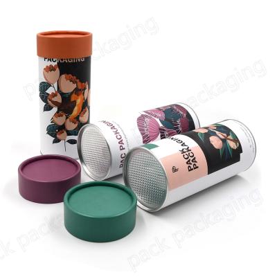 China Recycled Materials Custom Printed Craft Paper Cardboard Aluminum Foil Tube Tea Packaging for sale