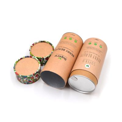 China 100% Disposable Food Grade Coffee/Tea Powder Paper Tube Containers With Aluminum Easy Peel Off Lid Cardboard Tube Packaging for sale