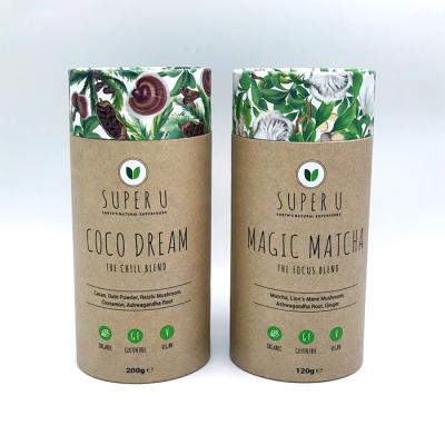 China 100% biodegradable eco friendly kraft paper tube airtight packaging for collagen supplement/powder for sale