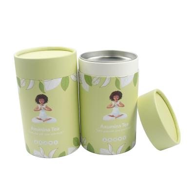 China Recyclable Biodegradable Logo Printing Cute Design Food Grade Paper Custom Tube For Loose Leaf Tea Green Black Tea Container Airtight for sale