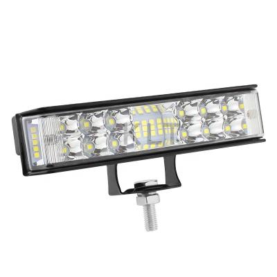 China 6.3 Inch 48w Double-color Aluminum Strobe Led Work Light Bar 4000k White/Amber/Red/Blue Multifunctional Led Flashing Light Bar For Truck for sale