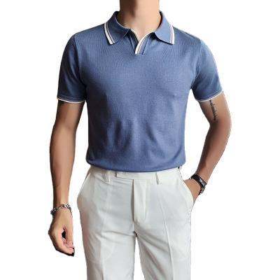 China Anti-wrinkle Summer High Quality Mens Knitted Polo Shirt Golf Shirt Mens Blank T-Shirt Custom Printing Embroidery for sale